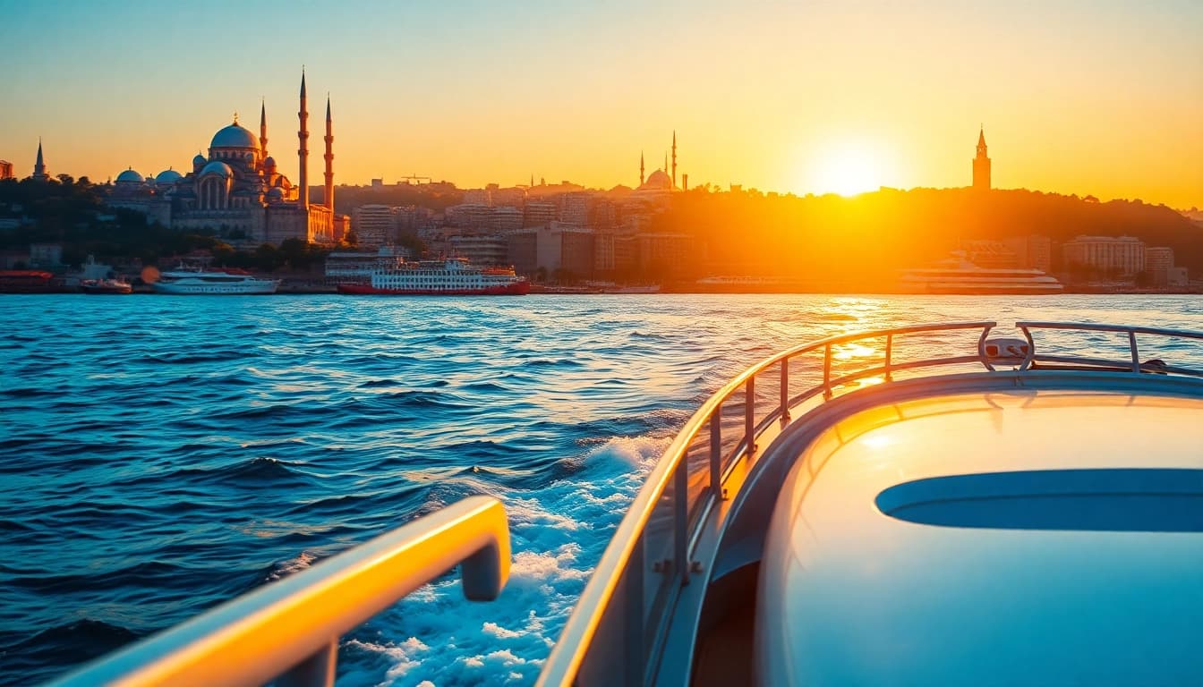 Genießen Sie die atemberaubenden Istanbul Bosphorus cruises mit Blick auf die Skyline von Istanbul.
